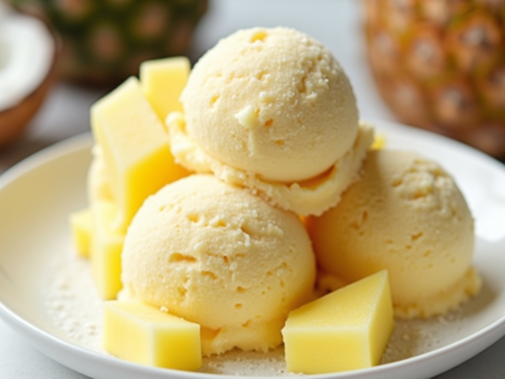 Înghețată de ananas și nucă de cocos